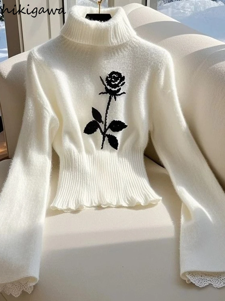 Soft Ruffles Jumper Sweater for Women Winter Clothing Turtleneck Slim Waist Pull Femme Floral Ruffles Knitted Cropped Pullovers
Soft Ruffles Jumper Sweater for Women Winter Clothing Turtleneck Slim Waist Pull Femme Floral Ruffles Knitted Cropped Pullovers