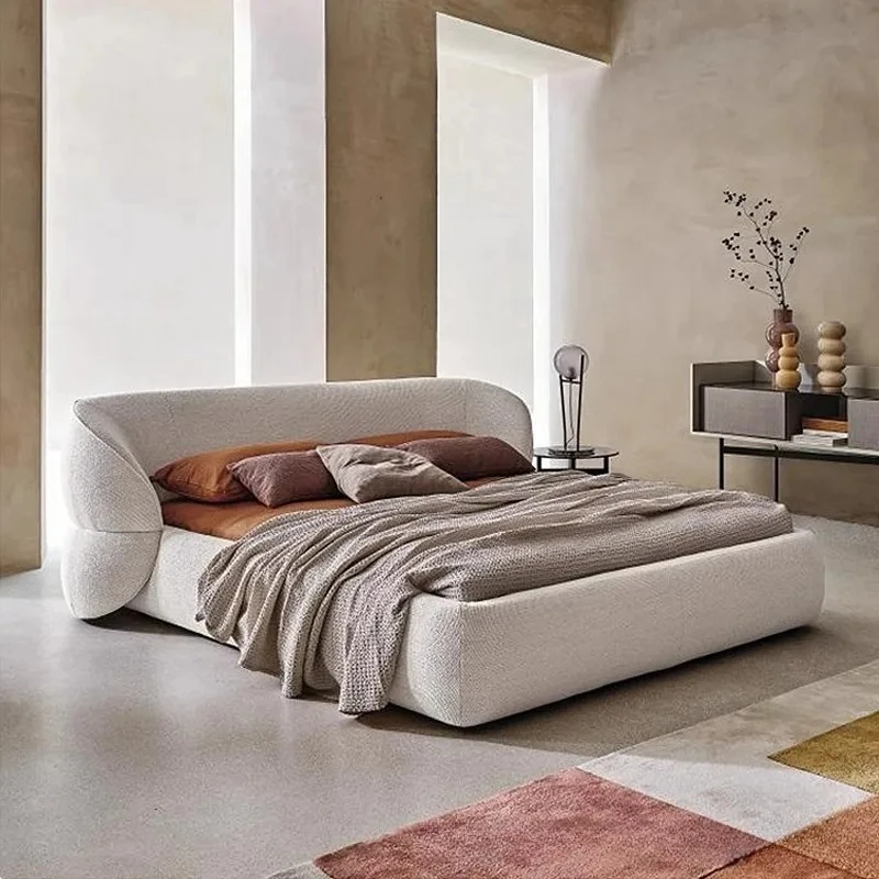 Light French white master bedroom cream wind lamb wool fabric bed simple modern large apartment hemmed double bed
Light French white master bedroom cream wind lamb wool fabric bed simple modern large apartment hemmed double bed