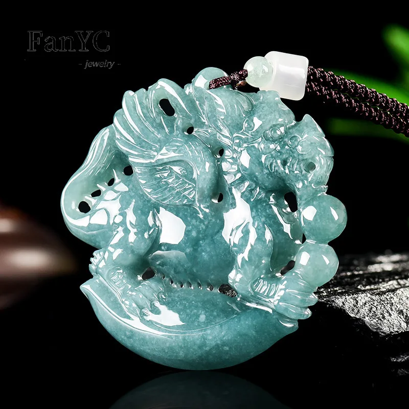 Myanmar Jadeite Blue Water Flying Qilin Pendant with 3D Carving Fashionable Luxury Ice-Type Jade Necklace Men and Women Gifts 
Myanmar Jadeite Blue Water Flying Qilin Pendant with 3D Carving Fashionable Luxury Ice-Type Jade Necklace Men and Women Gifts