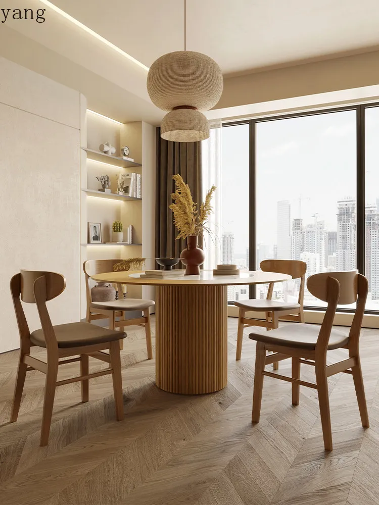 LMM solid wood rock slab dining table wabi sand wind small apartment round dining table with turntable
LMM solid wood rock slab dining table wabi sand wind small apartment round dining table with turntable