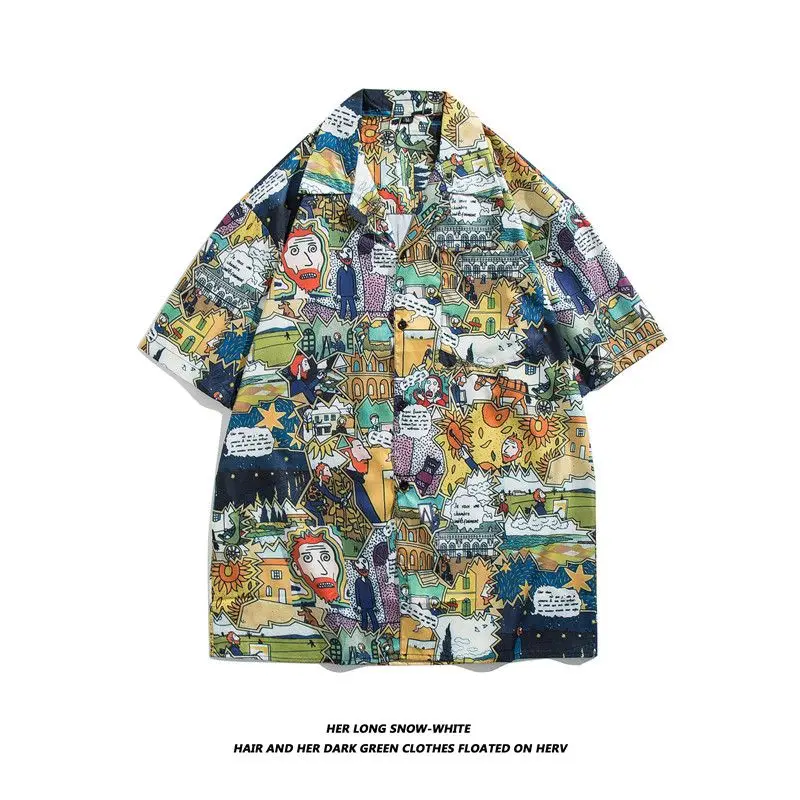 Hawaii Trendy Brand Men's Short Sleeve Shirt Couple Student Hong Style Tee Shirt Standard Fit Polyester Summer Youth Fashion
Hawaii Trendy Brand Men's Short Sleeve Shirt Couple Student Hong Style Tee Shirt Standard Fit Polyester Summer Youth Fashion