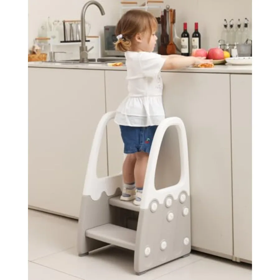 Two Step Stool with Handrails for Toddler and Standing Learning Stool Tower for Bathroom Sink Potty Training Step Up Learning H
Two Step Stool with Handrails for Toddler and Standing Learning Stool Tower for Bathroom Sink Potty Training Step Up Learning H