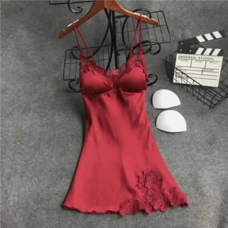 Ladies Sexy Silk Satin Night Dress Sleeveless Nighties V-neck Nightgown Nightdress Lace Sleepwear Nightwear
Ladies Sexy Silk Satin Night Dress Sleeveless Nighties V-neck Nightgown Nightdress Lace Sleepwear Nightwear