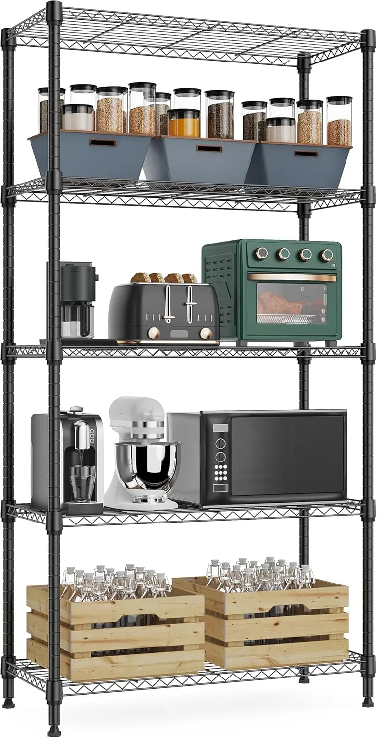 1250 lbs 5-Tier Metal Storage Shelves with Wheels, Garage Shelf Organizer, Black 13.7"D x 23.6"W x 62.4"H
1250 lbs 5-Tier Metal Storage Shelves with Wheels, Garage Shelf Organizer, Black 13.7"D x 23.6"W x 62.4"H