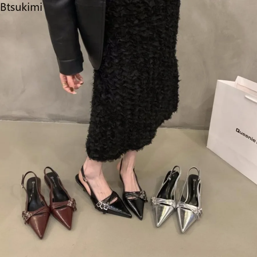 New 2025 Summer Women's High-Heel Sandals Pointed Closed Toe Slip on Dress Shoes with Buckles for Women Going Beach Side Wear
New 2025 Summer Women's High-Heel Sandals Pointed Closed Toe Slip on Dress Shoes with Buckles for Women Going Beach Side Wear