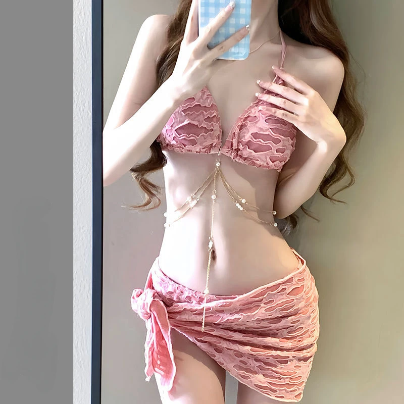 Women's Three-Piece Swimsuit 2024 Summer 3D Flower Halter Strap Chain Vacation Sexy Bikini Suit Bikini Set Swimwear Women
Women's Three-Piece Swimsuit 2024 Summer 3D Flower Halter Strap Chain Vacation Sexy Bikini Suit Bikini Set Swimwear Women