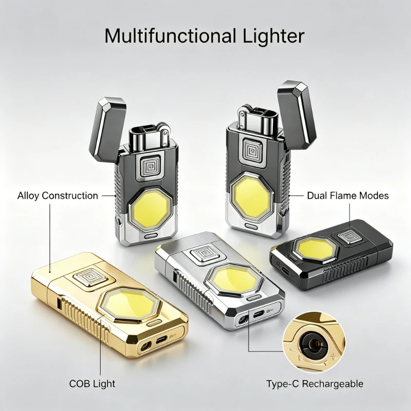 Creative Lighter with COB Lamp, Durable Metal Casing, Dual Adjustable Flames, Stylish Pocket Gadget for Indoor and Outdoor Use
Creative Lighter with COB Lamp, Durable Metal Casing, Dual Adjustable Flames, Stylish Pocket Gadget for Indoor and Outdoor Use