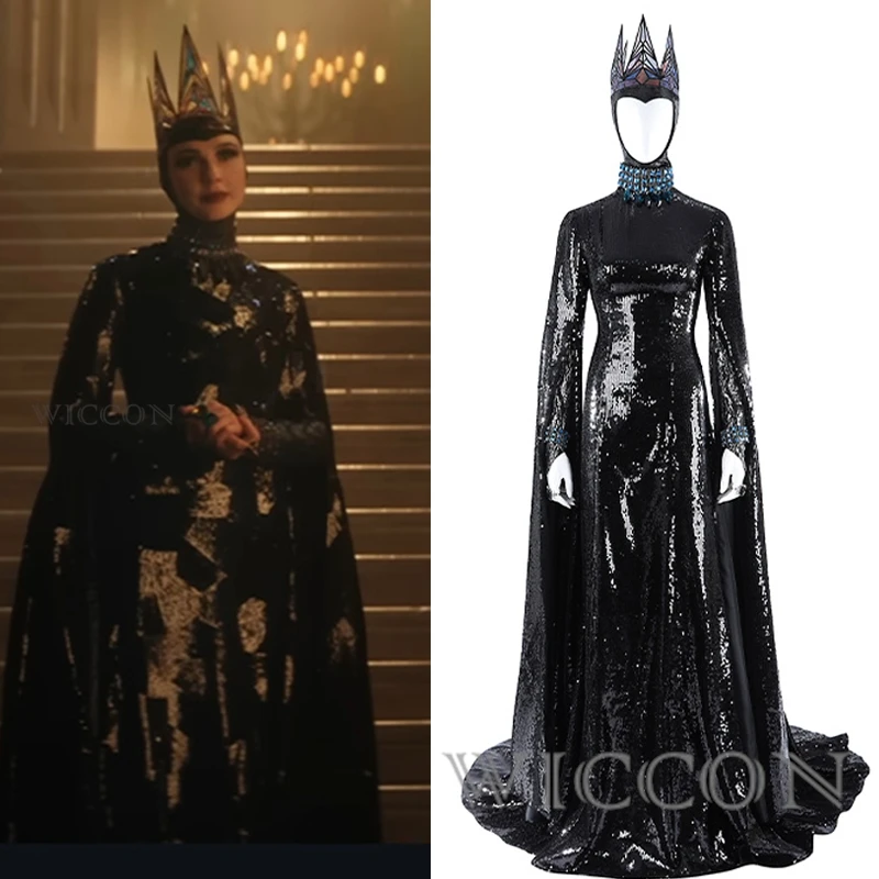 Movie Snow Cos Whites Evil Queen Cosplay Stepmother Costume Women Black Long Dress Crown Necklace Outfits Halloween Suit
Movie Snow Cos Whites Evil Queen Cosplay Stepmother Costume Women Black Long Dress Crown Necklace Outfits Halloween Suit