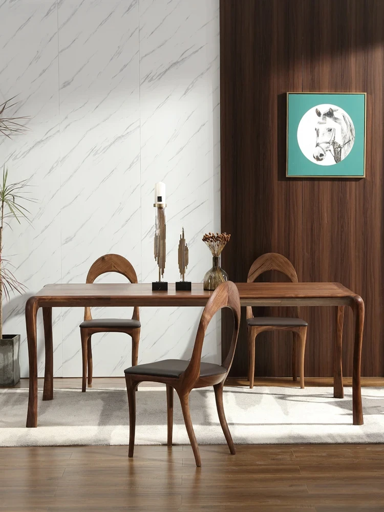 North American Black Walnut Solid Wood Dining Table and Chair Rectangular Italian Northern European Style Light Luxury
North American Black Walnut Solid Wood Dining Table and Chair Rectangular Italian Northern European Style Light Luxury