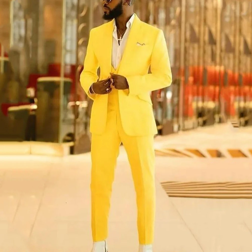 Smart Yellow Suits for Men Single Breasted 3 Pieces Jacket Pants Vest Blazers Sets Slim Fit Business Banquet Costume Homme
Smart Yellow Suits for Men Single Breasted 3 Pieces Jacket Pants Vest Blazers Sets Slim Fit Business Banquet Costume Homme