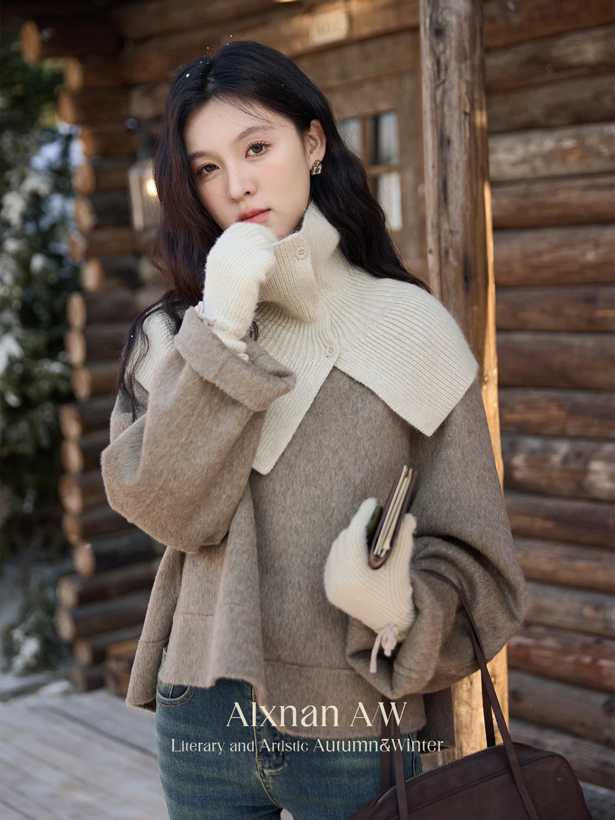 ALXNAN Women's Wool Coat Brown Warm Double-sided Wool Short Coats 2025 Autumn Winter New with Shawl Loose-fit Outerwears L52268
ALXNAN Women's Wool Coat Brown Warm Double-sided Wool Short Coats 2025 Autumn Winter New with Shawl Loose-fit Outerwears L52268