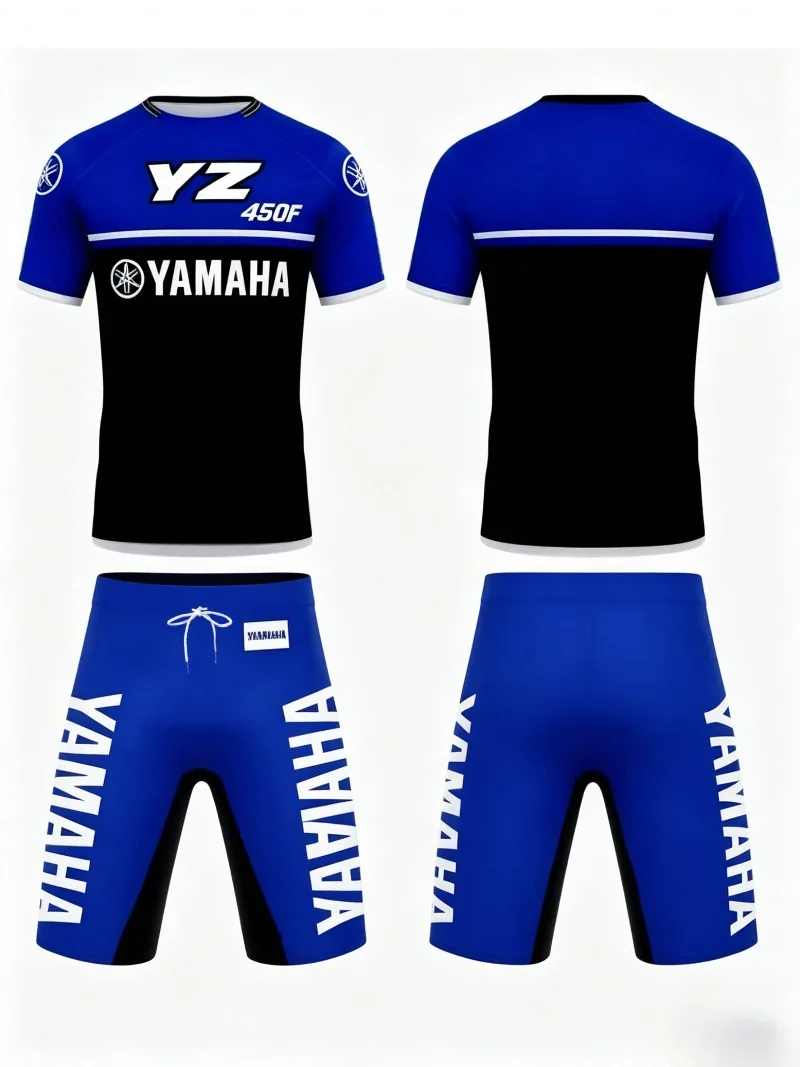 Summer Yamaha Blue Black Color Match Trend Short Sleeved Shorts Set for Men Women Personalized Motorcycle Riding Sports Clothes
Summer Yamaha Blue Black Color Match Trend Short Sleeved Shorts Set for Men Women Personalized Motorcycle Riding Sports Clothes