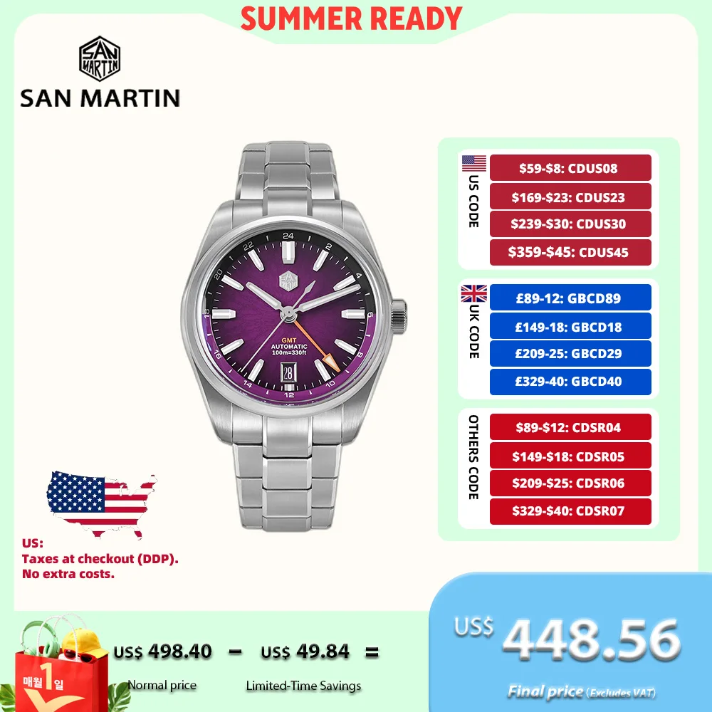 San Martin 39 мм JianZhan Dial Miyota 9075 True GMT Часы Мужские Механические Автоматические 6 часов Дата BGW-X1 Водонепроницаемые 10 бар Swim SN0144BGX
San Martin 39 мм JianZhan Dial Miyota 9075 True GMT Часы Мужские Механические Автоматические 6 часов Дата BGW-X1 Водонепроницаемые 10 бар Swim SN0144BGX