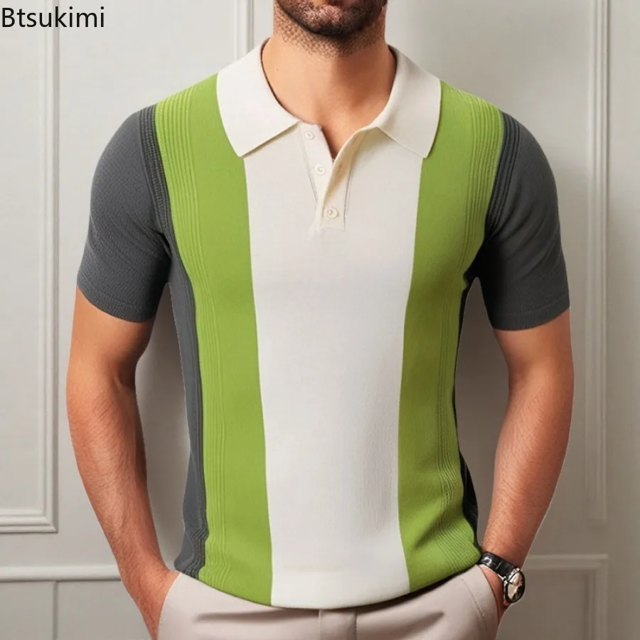 2025 Men's Summer Business Casual Knit Polo Shirts Fashion Streetwear Striped Splice Design Light Luxury Breathable Retro Shirts
2025 Men's Summer Business Casual Knit Polo Shirts Fashion Streetwear Striped Splice Design Light Luxury Breathable Retro Shirts
