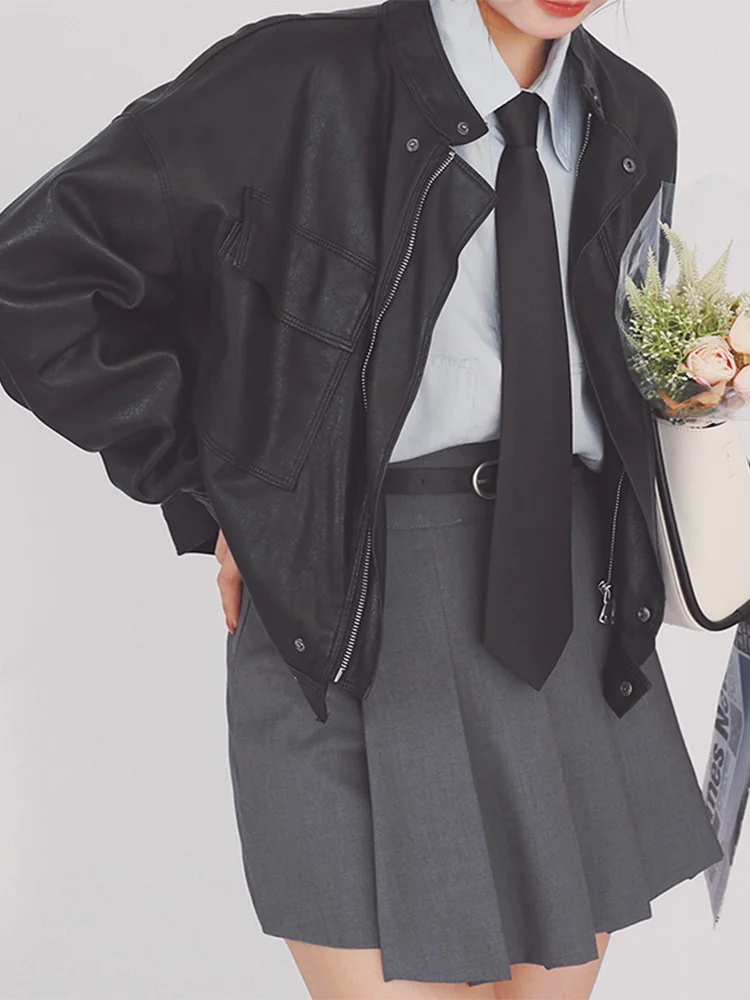 Кожаный топ Bla ort, женский свободный крой, универсальный весенне-осенний маленький размер, круглая застежка-молния, смесь полиэстера
Кожаный топ Bla ort, женский свободный крой, универсальный весенне-осенний маленький размер, круглая застежка-молния, смесь полиэстера