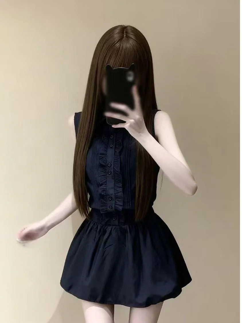 Elegant Collar Flower Bud Short Skirt Dress Slimming Waist Summer Sleeveless Shirt Dress College Style Fashion Set
Elegant Collar Flower Bud Short Skirt Dress Slimming Waist Summer Sleeveless Shirt Dress College Style Fashion Set