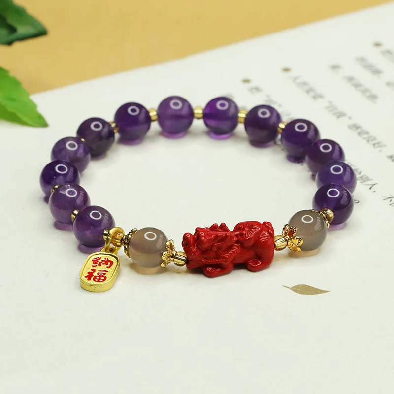 Nine Purple Fire Amethyst Bracelet Red Sand Pixiu Bracelet Guochao Duobao Jewelry Women
Nine Purple Fire Amethyst Bracelet Red Sand Pixiu Bracelet Guochao Duobao Jewelry Women