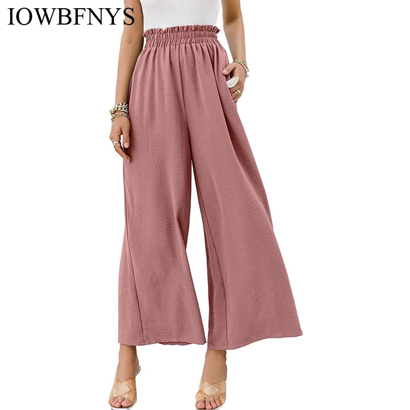 Women's Pants Cotton Linen Solid Color High Waist Elastic Casual Loose Beachwear Pants Female Women Wide Leg Pants
Women's Pants Cotton Linen Solid Color High Waist Elastic Casual Loose Beachwear Pants Female Women Wide Leg Pants