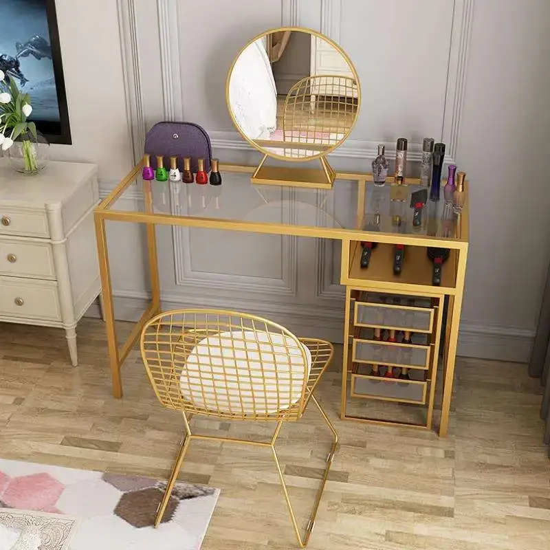 # Современная мебель для спальни, стеклянный рабочий стол, железный каркас, металлический каркас, белый туалетный столик с ящиками #
# Современная мебель для спальни, стеклянный рабочий стол, железный каркас, металлический каркас, белый туалетный столик с ящиками #