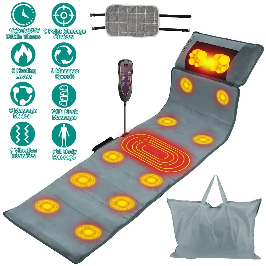 Full Body Electric Massage Mat with Heat Vibration Massage Pad Cushion Back Massage Mattress Chair Pad with Neck Massage Pillow
Full Body Electric Massage Mat with Heat Vibration Massage Pad Cushion Back Massage Mattress Chair Pad with Neck Massage Pillow