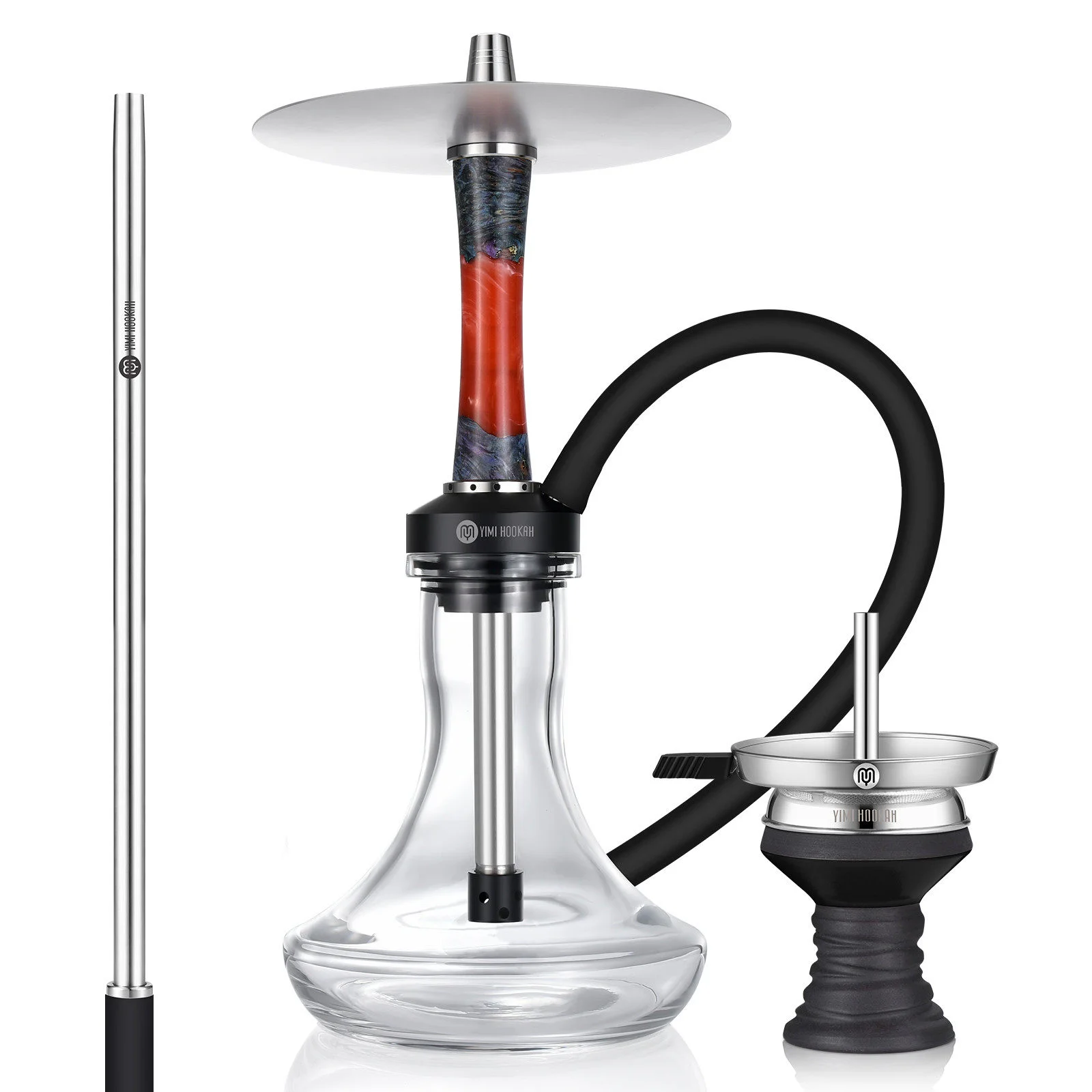 Yimi Hookah Hookah Shisha Set High Quality 304 Stainless Steel Hookah with Glass Bottle Single Pipe
Yimi Hookah Hookah Shisha Set High Quality 304 Stainless Steel Hookah with Glass Bottle Single Pipe