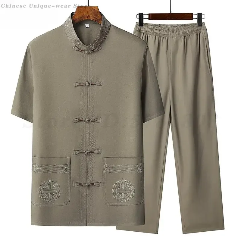 Male Traditional Tang Suit Chinese Men Tai Chi Uniform Kung Fu Suit Short Sleeve Shirt Pant 2PCS National Style Wushu Clothing
Male Traditional Tang Suit Chinese Men Tai Chi Uniform Kung Fu Suit Short Sleeve Shirt Pant 2PCS National Style Wushu Clothing