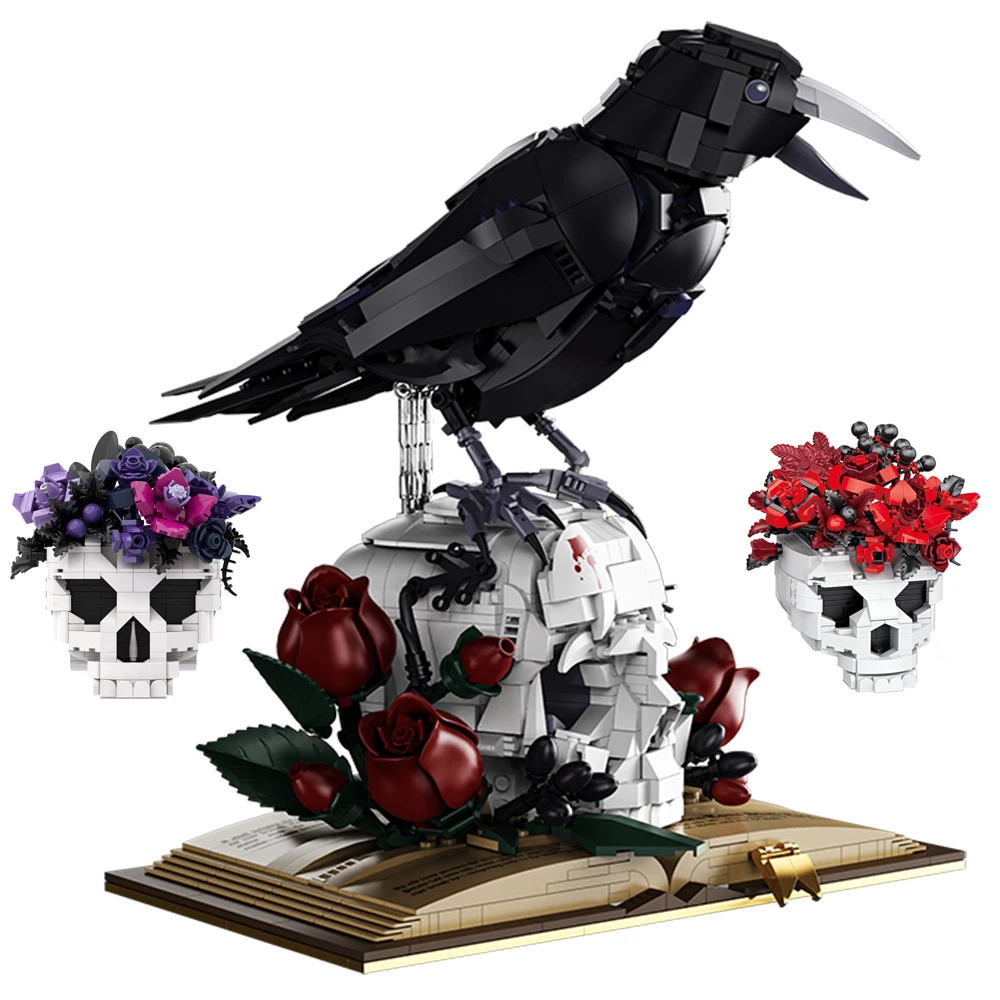 MOC Raven Skull Roses Flower Books Model Building Blocks Set Gothic Horror City Home Ornament Brick Collectionfor Adult DIY Gift
MOC Raven Skull Roses Flower Books Model Building Blocks Set Gothic Horror City Home Ornament Brick Collectionfor Adult DIY Gift