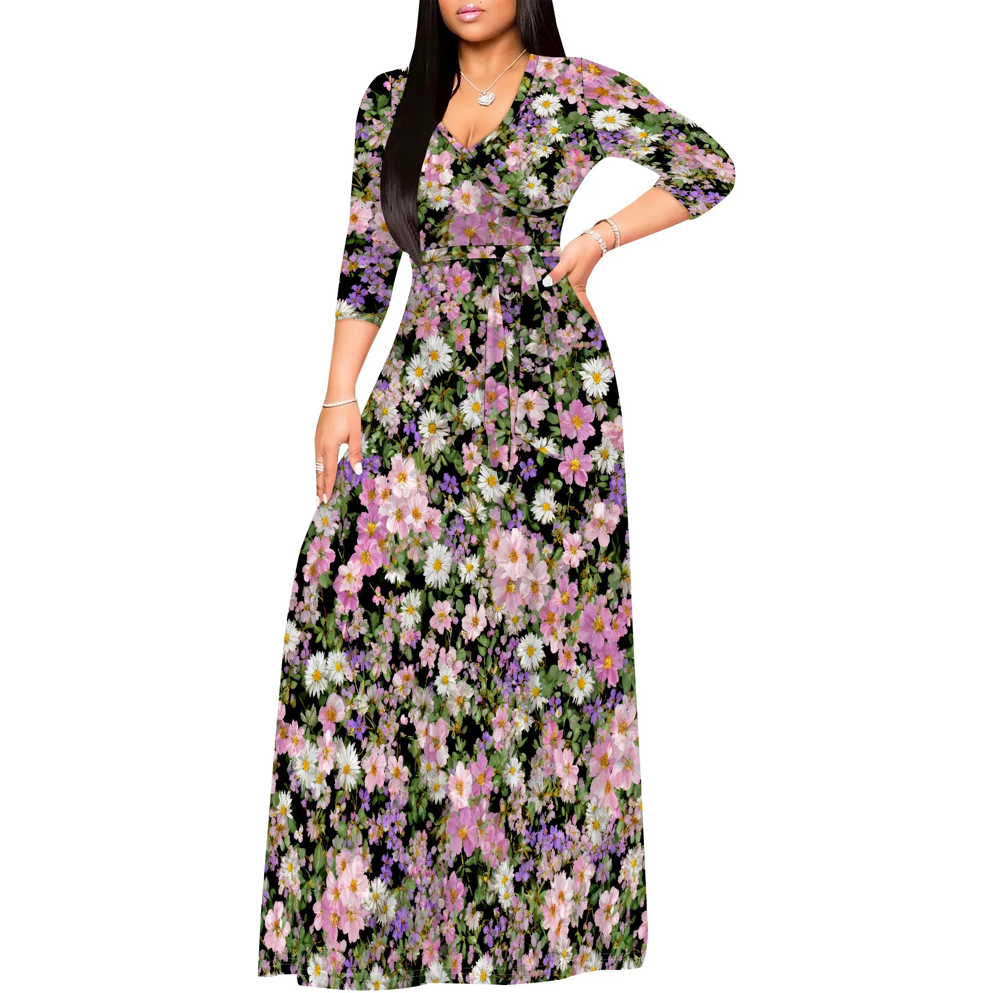 Women's Boho Floral Long Sleeve Maxi Dress Flowy Casual Loose Bohemia Vacation Long Tshirt Dress with Pockets
Women's Boho Floral Long Sleeve Maxi Dress Flowy Casual Loose Bohemia Vacation Long Tshirt Dress with Pockets