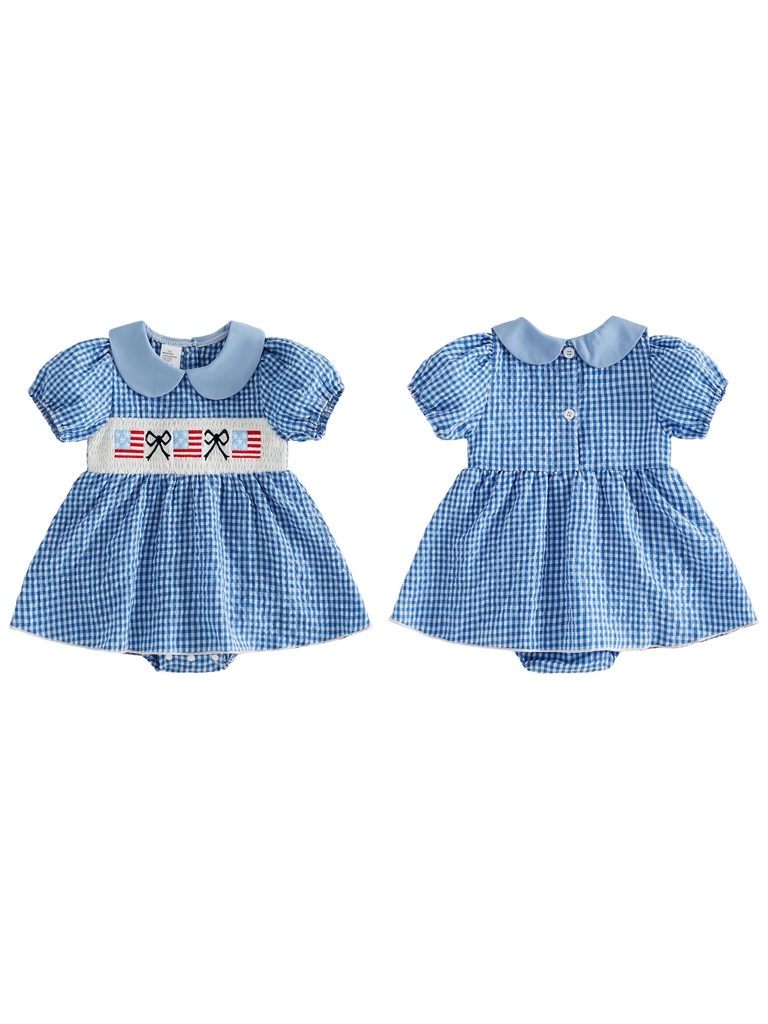 Infant Girls Patriotic Romper Dress Sleeveless Stars and Stripes Embroidered Bodysuit for Fourth of July Celebration
Infant Girls Patriotic Romper Dress Sleeveless Stars and Stripes Embroidered Bodysuit for Fourth of July Celebration