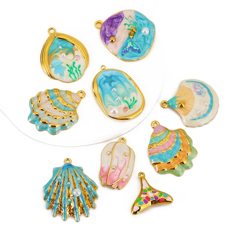 2pcs/lot Stainless Steel Enamel Ocean Star Shell Charm Pendants for Womens DIY Necklace Earring Jewelry Making Accessories
2pcs/lot Stainless Steel Enamel Ocean Star Shell Charm Pendants for Womens DIY Necklace Earring Jewelry Making Accessories