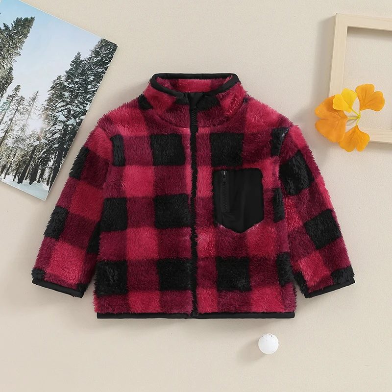 Kids Winter Hooded Fleece Jacket Plaid Stand Collar Zipper Pocket Long Sleeve Boys Girls Coat Toddler Christmas Outerwear Warm
Kids Winter Hooded Fleece Jacket Plaid Stand Collar Zipper Pocket Long Sleeve Boys Girls Coat Toddler Christmas Outerwear Warm