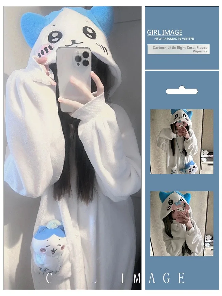 Cartoon Coral Fce Lined Thiened Winter Pajamas Women's Spwear Home Clothes Sweet Sle Long Sve Zipper Closure Hat
Cartoon Coral Fce Lined Thiened Winter Pajamas Women's Spwear Home Clothes Sweet Sle Long Sve Zipper Closure Hat