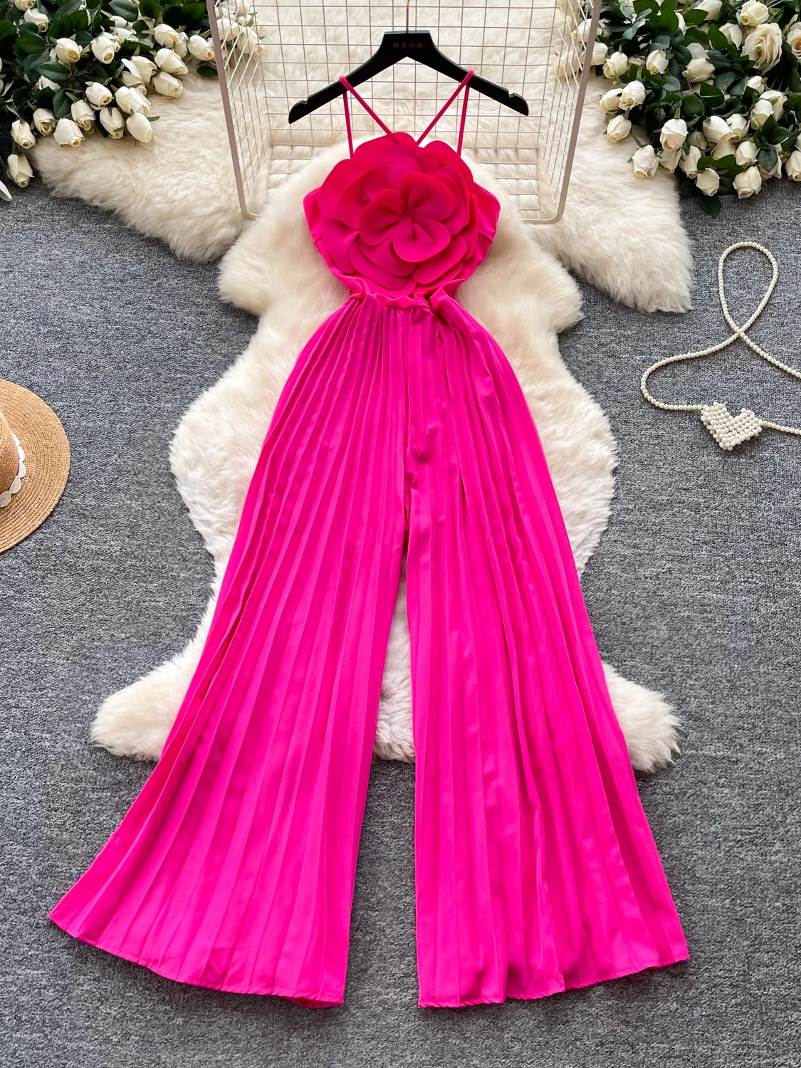 Vacation Style 3D Flower Print Strapless Bodysuit Women's High Waist Slimming Pleated Wide Leg Pants Summer 2026 Fashion
Vacation Style 3D Flower Print Strapless Bodysuit Women's High Waist Slimming Pleated Wide Leg Pants Summer 2026 Fashion