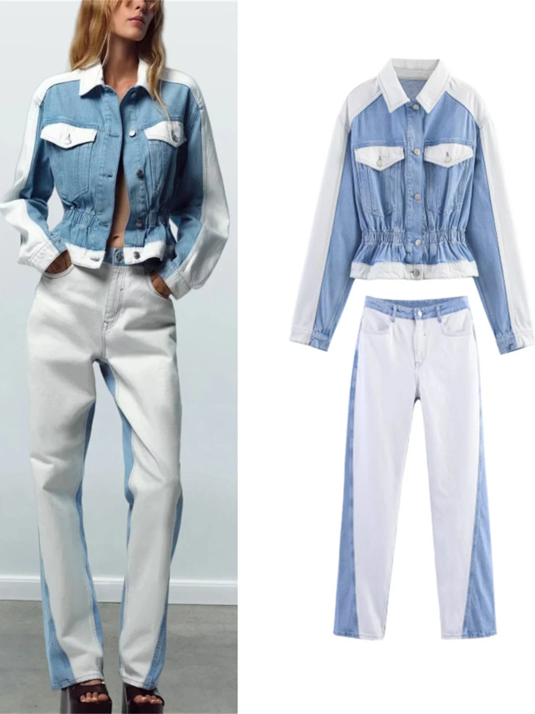 Женская повседневная джинсовая куртка с длинным воротником све и прямые джинсы, комплект из двух предметов, средняя тонкая осенняя одежда
Женская повседневная джинсовая куртка с длинным воротником све и прямые джинсы, комплект из двух предметов, средняя тонкая осенняя одежда