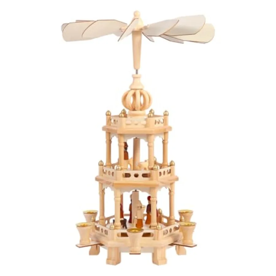 Christmas Pyramids with 6 Candler Holders-18 Inches-3 Tiers Carousel-Wood Nativity Scene Set
Christmas Pyramids with 6 Candler Holders-18 Inches-3 Tiers Carousel-Wood Nativity Scene Set