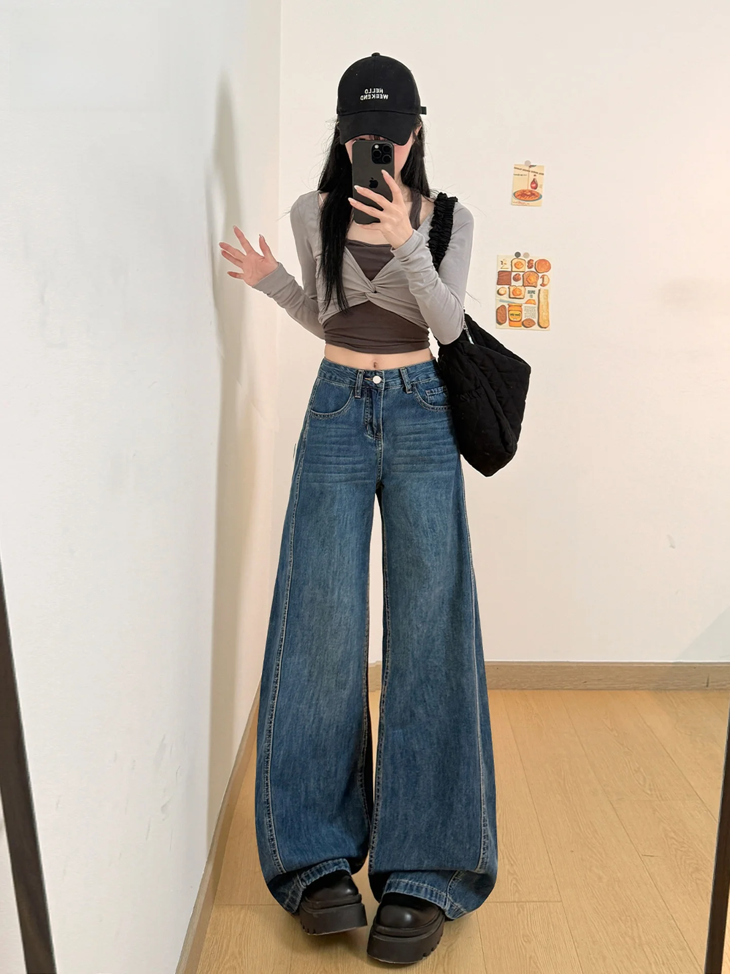 Retro Washed American Style Wide Leg Denim Jeans Women's Summer Slim Straight Loose Fit Casual High Waist Pocket Detail
Retro Washed American Style Wide Leg Denim Jeans Women's Summer Slim Straight Loose Fit Casual High Waist Pocket Detail