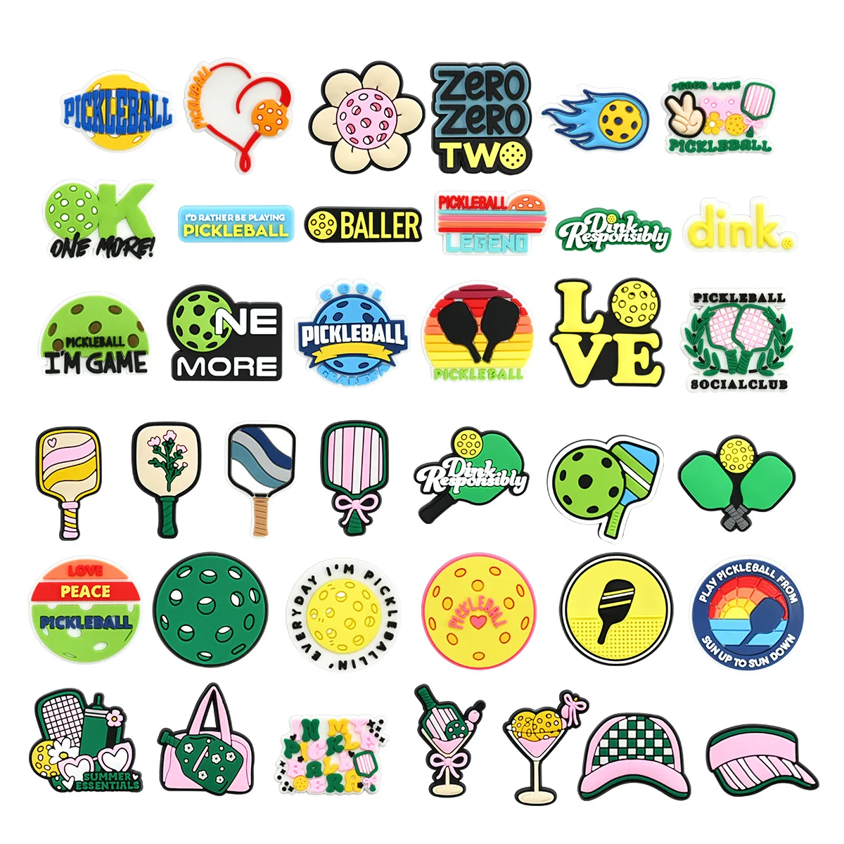 38pcs New Arrival Pickleball Sports Flat PVC Soft Rubber Patches, DIY Decor Accessories for Phone Cases & Water Cups Perfect Gif
38pcs New Arrival Pickleball Sports Flat PVC Soft Rubber Patches, DIY Decor Accessories for Phone Cases & Water Cups Perfect Gif
