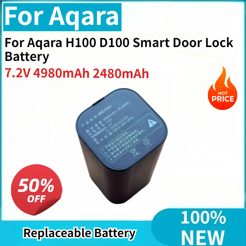 High Quality New 7.2V 2480mAh 4980mAh Rechargeable Li-ion Battery for Aqara H100 D100 Smart Door Lock Battery
High Quality New 7.2V 2480mAh 4980mAh Rechargeable Li-ion Battery for Aqara H100 D100 Smart Door Lock Battery