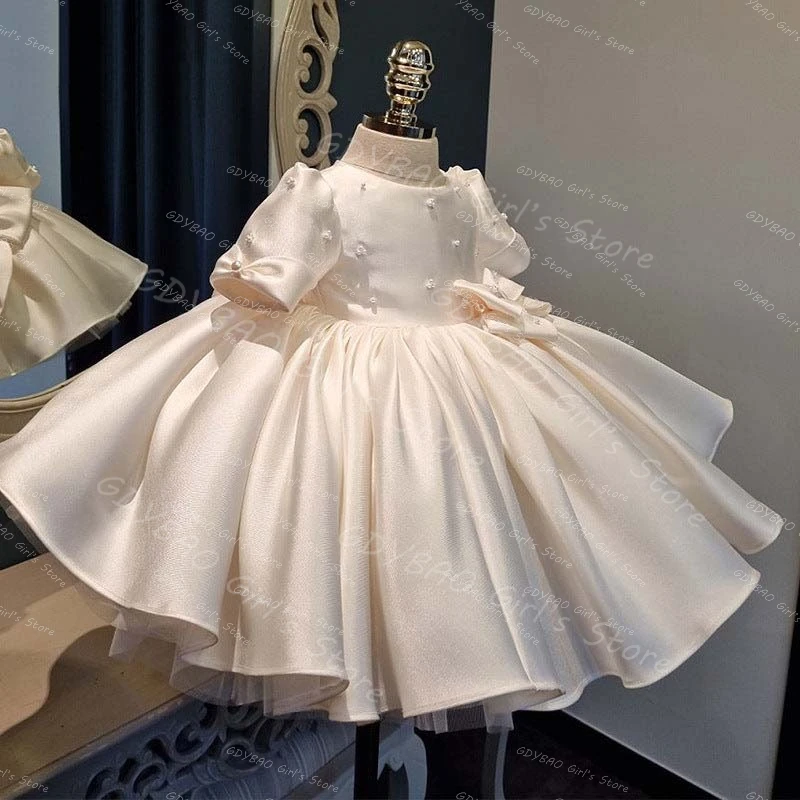 Customized Baby Girls Birthday Dress Puffy Beaded Satin Ball Gown Wedding Flower Girl Dress for 2-14 Kids Party Gown with Bow
Customized Baby Girls Birthday Dress Puffy Beaded Satin Ball Gown Wedding Flower Girl Dress for 2-14 Kids Party Gown with Bow