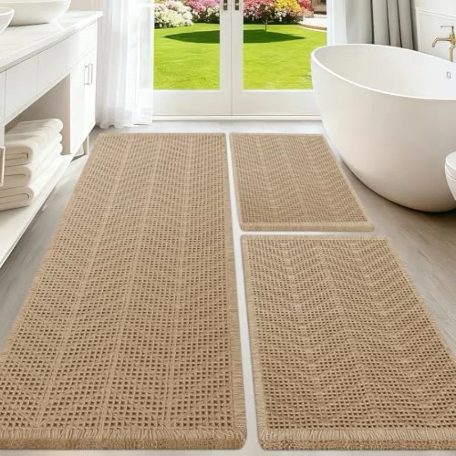 Upgraded Waffle Bath Mat Set 3 Piece Beige-Herringbone Super Absorbent Non-Slip Quick Dry Bathroom Rugs with Tassels Machine Wa
Upgraded Waffle Bath Mat Set 3 Piece Beige-Herringbone Super Absorbent Non-Slip Quick Dry Bathroom Rugs with Tassels Machine Wa