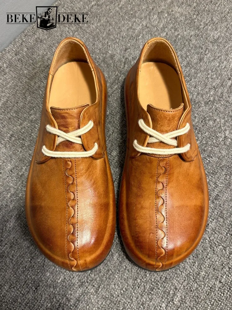 New Designer Mens Real Horsehide Casual Shoes Low Cut Round Toe Thick Platform Genuine Leather Shoes Business Man Work Footwear
New Designer Mens Real Horsehide Casual Shoes Low Cut Round Toe Thick Platform Genuine Leather Shoes Business Man Work Footwear