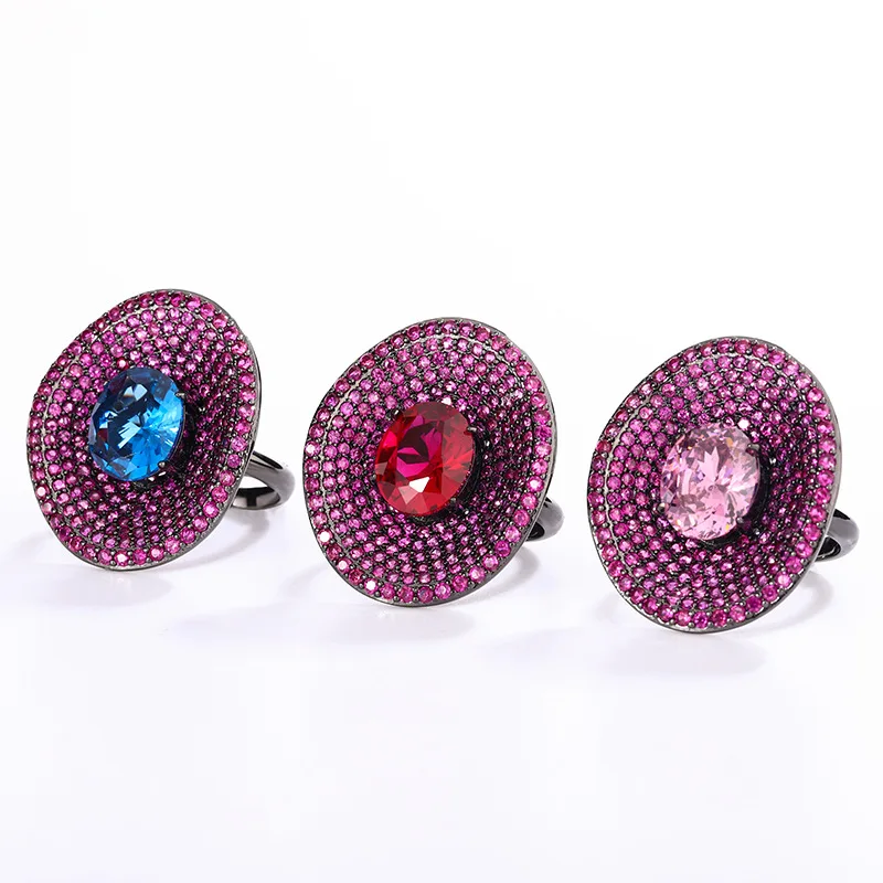 Jewelry Gold-Plated Red Corundum Blue Spinel Personality Ring for Women In Stock 10*12
Jewelry Gold-Plated Red Corundum Blue Spinel Personality Ring for Women In Stock 10*12