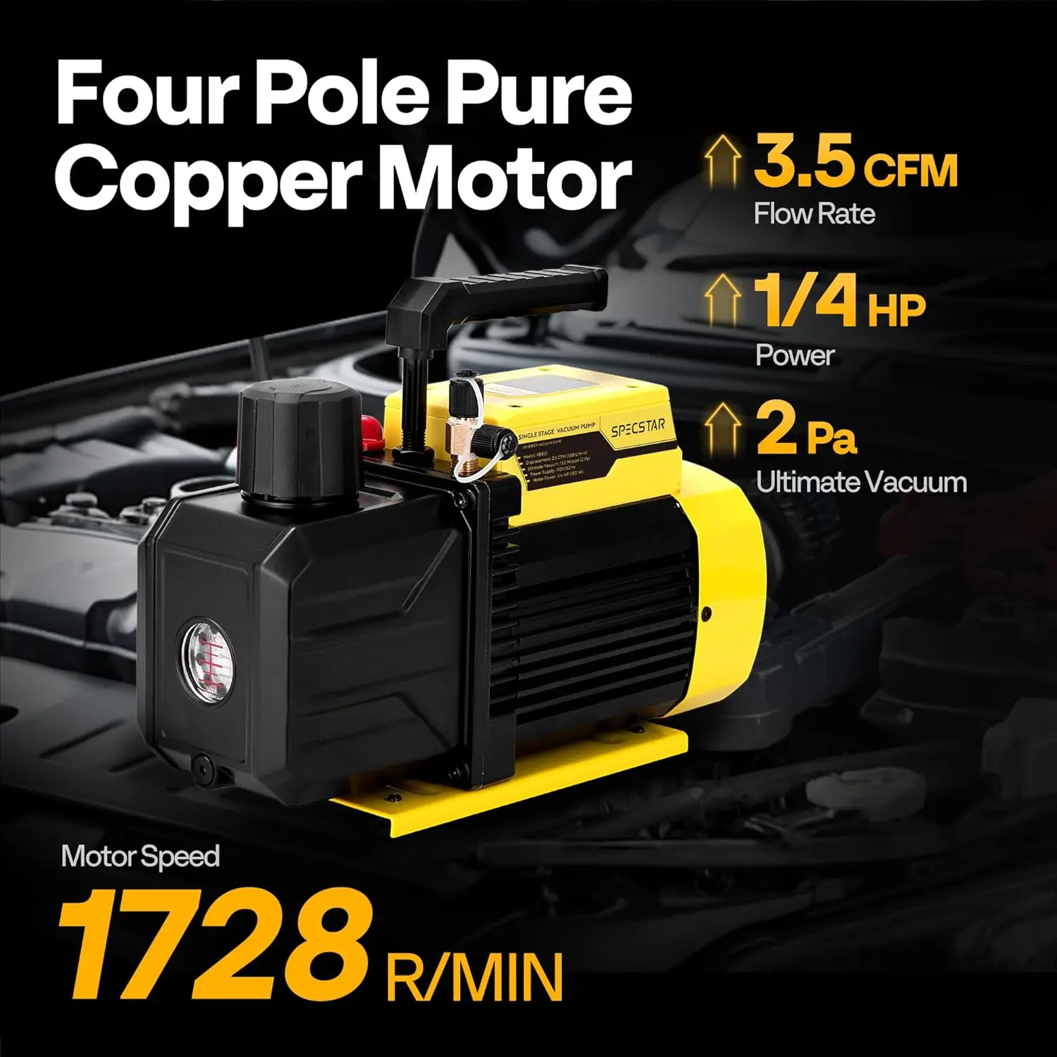 110V 1/4 HP 3.5 CFM Single Stage Rotary Vane HVAC Air Vacuum Pump for R12 R22 R134a R410a Systems 330ml Oil Included
110V 1/4 HP 3.5 CFM Single Stage Rotary Vane HVAC Air Vacuum Pump for R12 R22 R134a R410a Systems 330ml Oil Included