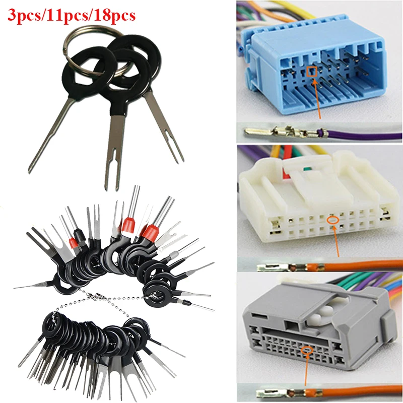 Инструмент для снятия автомобильных клемм, съемник обжимных разъемов для электрической проводки, набор для извлечения штифтов для инструментов для ремонта автомобильных вилок
Инструмент для снятия автомобильных клемм, съемник обжимных разъемов для электрической проводки, набор для извлечения штифтов для инструментов для ремонта автомобильных вилок