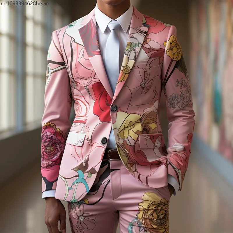 Men's Casual Suits Coat Trousers Digital Printing Exquisite Rose Flower Suit Cosplay Party Stage Nightclub Performance Costume
Men's Casual Suits Coat Trousers Digital Printing Exquisite Rose Flower Suit Cosplay Party Stage Nightclub Performance Costume
