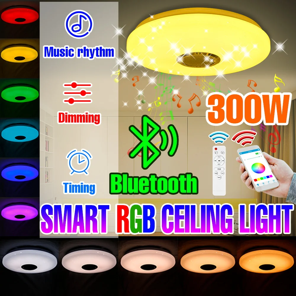 Умная Светодиодная потолочная лампа, 220 В, RGB, 300 Вт, Wi-Fi, Bluetooth, музыкальная лампа с дистанционным управлением
Умная Светодиодная потолочная лампа, 220 В, RGB, 300 Вт, Wi-Fi, Bluetooth, музыкальная лампа с дистанционным управлением