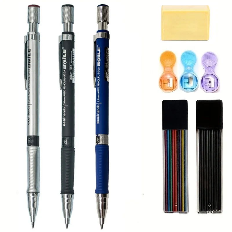 Механический карандаш 2,0 мм с черным/цветным стержнем, автоматический карандаш, художественный рисунок, живопись, эскизы, школьные и офисные канцелярские принадлежности
Механический карандаш 2,0 мм с черным/цветным стержнем, автоматический карандаш, художественный рисунок, живопись, эскизы, школьные и офисные канцелярские принадлежности