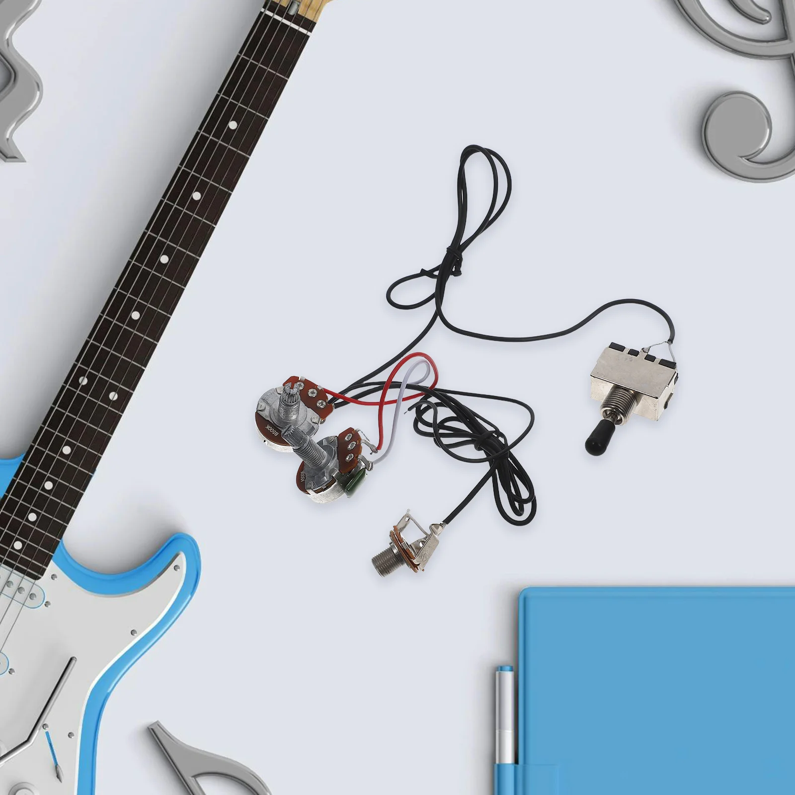 4Pcs St Guitar Wiring Harness Kit Electric 1T1V Large Electronics 3-Way Toggle Switch Chrome Black Cap Guitar Accessories
4Pcs St Guitar Wiring Harness Kit Electric 1T1V Large Electronics 3-Way Toggle Switch Chrome Black Cap Guitar Accessories