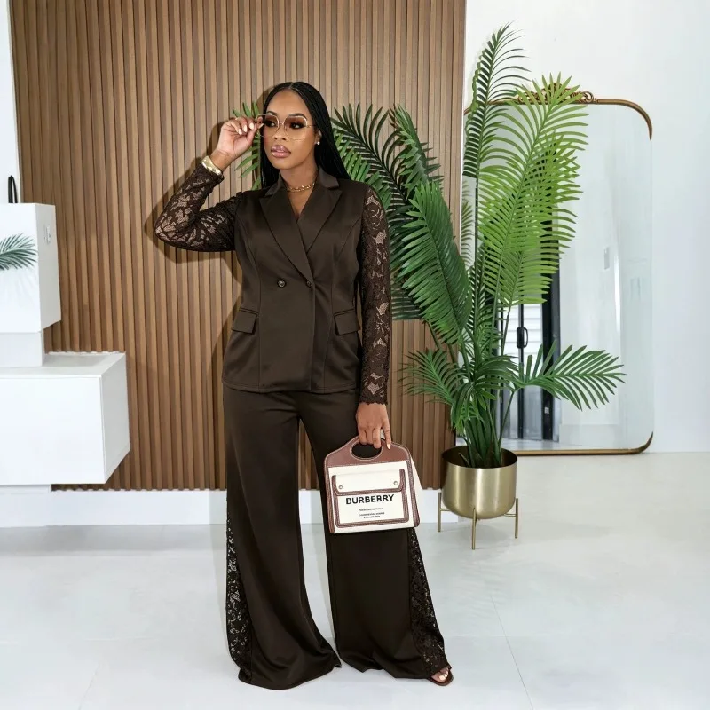 KEXU Elegant Commuter Lace Spliced Blazer Two-piece Suit
KEXU Elegant Commuter Lace Spliced Blazer Two-piece Suit