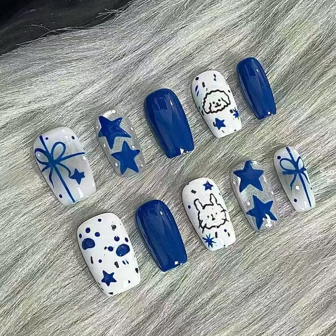 30pcs Blue Cute Animal Press On Nails Medium Length Star&Bow False Nails, Kawaii Cartoon Nail Tips for Streetwear & Casual
30pcs Blue Cute Animal Press On Nails Medium Length Star&Bow False Nails, Kawaii Cartoon Nail Tips for Streetwear & Casual